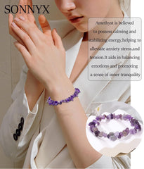 12 PCS Crystals Chip Bracelets Set for Women Natural Gemstone Bracelets Colorful