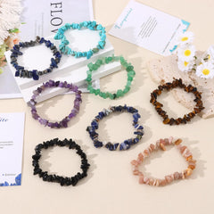 12 PCS Crystals Chip Bracelets Set for Women Natural Gemstone Bracelets Colorful