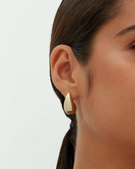 14K Gold Plated 925 Sterling Silver Post Teardrop Chunky Hoop Earrings for Women
