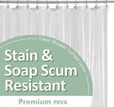 Clear PEVA Shower Liner - Premium Rustproof Grommets, 3 Magnets, Lightweight Waterproof Bath Curtain