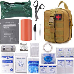 Trauma First Aid Kit Molle Pouches Emergency Survival Kit for Tactical Military with Vented Chest Seal, Israeli Bandage, Splint, Thermal Blanket, Gloves