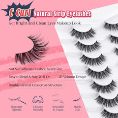 Wispy Lashes False Eyelashes Natural 16mm Fluffy Eyelashes Strip Lashes Pack 3D