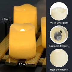 Flameless Flickering LED Candles - 24-Piece 200+HR Battery Operated Warm White Tea Lights for Multi-Occasion Decorations (1.5x1.7)