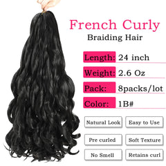 French Curly Synthetic Extensions - Pre-Stretched Bouncy 24in 8pk for Black Women