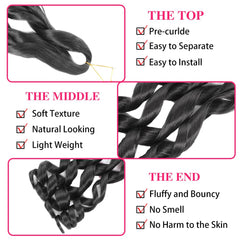 French Curly Synthetic Extensions - Pre-Stretched Bouncy 24in 8pk for Black Women