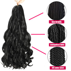 French Curly Synthetic Extensions - Pre-Stretched Bouncy 24in 8pk for Black Women