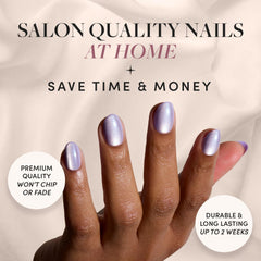 Glamnetic Mermaid's Tail Press-On Nails—Purple Cat Eye, Velvet-Finish Reusable (15 Sizes/30 Pieces with Glue)