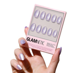 Glamnetic Mermaid's Tail Press-On Nails—Purple Cat Eye, Velvet-Finish Reusable (15 Sizes/30 Pieces with Glue)