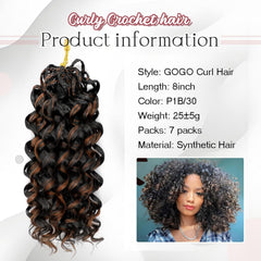 Gogo Curl Crochet Hair - 7pk 8in Pre-Twisted Synthetic Extensions (Ocean Beach Curls)