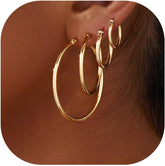 Gold Hoop Earrings Set for Women,14k Gold Plated Gold Hoops