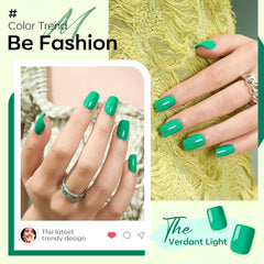 Green Press-On Nails, Spring/Easter Short Square, Reusable Kit w/Glue, File - 32PCS 16 Sizes, Girls Gift