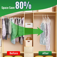 Hanging Vacuum Bags – Hand Pump, Space-Saving for Clothes (Coat, Suit, Jacket), 4-Piece Long