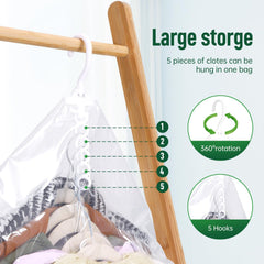 Hanging Vacuum Bags – Hand Pump, Space-Saving for Clothes (Coat, Suit, Jacket), 4-Piece Long