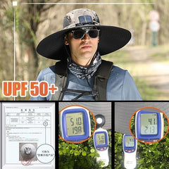 Solar-Powered Wide Brim Hat w/ USB Charging & Removable Fans for Outdoor
