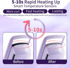 Heated Eyelash Curlers Rapid Heat-up USB Rechargeable Electric Eyelash Curler with Sensing Heating Silicone Pad