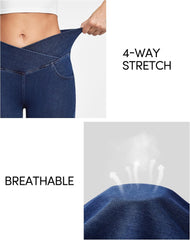 IUGA Bell Bottom Jeans for Women High Waisted Stretchy Flare Jeans Pull On Wide Leg Jeans V Cross Tummy Control Flare Pants