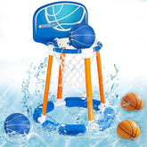 Inflatable Pool Basketball Hoop with Backboard, 4 Balls & Pump, for Kids & Adults, Blue
