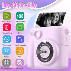 Instant Print Camera—HD, 32GB SD, Portable, For 4-10Y Kids