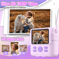 Instant Print Camera—HD, 32GB SD, Portable, For 4-10Y Kids