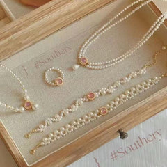 Elegant Pearl Bracelet Necklace Ring Jewelry Set the Perfect Gift for Her