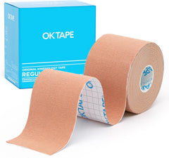 Kinesiology Cotton Elastic Tape for Support & Recovery, 2x16.4ft Uncut Roll - Beige