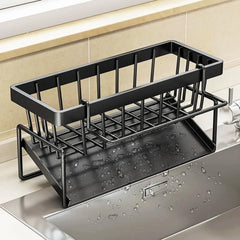 Sink Caddy with Dishcloth Rack Kitchen Sink Storage Rack Organizer Countertop Rustproof Soap Dispenser Organizers