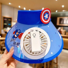 Kuromi Children's UV Hat with Fan - Mesh Top, Baby Cartoon, Unisex Summer Shade