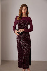 GRACE KARIN Women's Sequin Sparkly Glitter Dress Long Sleeve Velvet Cocktail Formal Dresses