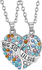 Matching Heart Sister Necklace for 2 Big Little Sister Necklaces Gifts for Women