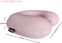 Memory Foam U-Shaped Neck Pillow—Comfortable, Head Support (Pink, For Planes/Trains/Cars)