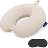 Memory Foam U-Shaped Neck Pillow—Comfortable, Head Support (Pink, For Planes/Trains/Cars)