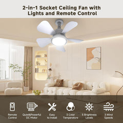 Modern Ceiling Fan w/ 1000L LED & Remote - 3-Color 3000K-6000K Dimmable, Multi-Room Use