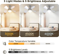 Modern Ceiling Fan w/ 1000L LED & Remote - 3-Color 3000K-6000K Dimmable, Multi-Room Use
