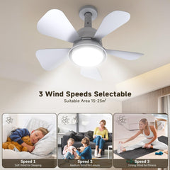 Modern Ceiling Fan w/ 1000L LED & Remote - 3-Color 3000K-6000K Dimmable, Multi-Room Use