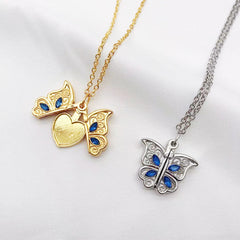 New Women's Butterfly I Love You Love Album Box Pendant Necklace Jewelry