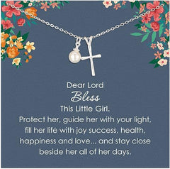 First Communion Gifts Baptism Gifts Cross Pearl Bracelet Cross Necklace for Jewelry Set for Mother