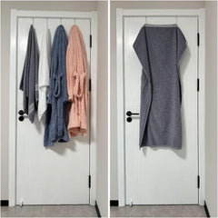 Over-Door Hooks, 4pc, 5.5" L, Fits 1.875" Doors, Steel/White Rubber, Towel/Clothing Hanger, Bathroom/Wreath Holder, Slim Heavy-Duty