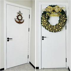 Over-Door Hooks, 4pc, 5.5" L, Fits 1.875" Doors, Steel/White Rubber, Towel/Clothing Hanger, Bathroom/Wreath Holder, Slim Heavy-Duty