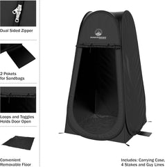 Pop Up Pod - 3-in-1 Privacy Shower Tent + Carry Bag for Camping, Beach, Tailgate by Wakeman Outdoors.