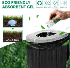 Portable Toilet Gel Set - 8-Gallon Drawstring Bags w/Absorbent Gel, Disposable Seat, Compostable Thickening Bags for Camping/Hiking
