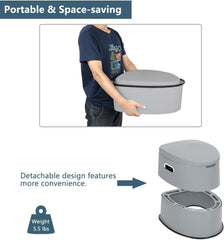 Portable Toilet - I/O Commode w/Detachable Bucket Holder, Lightweight Camping/Boat/Van/Emerg
