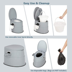 Portable Toilet - I/O Commode w/Detachable Bucket Holder, Lightweight Camping/Boat/Van/Emerg