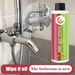 Powerful water spot remover and hard water remover for bathrooms, shower doors, ceramic tiles, and stainless steel