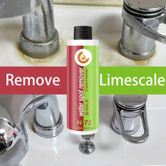 Powerful water spot remover and hard water remover for bathrooms, shower doors, ceramic tiles, and stainless steel