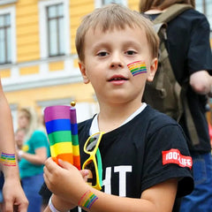 Rainbow Pride Face Paint, Rainbow Stripe Fan Brush - Parade/Celebration/Cosplay/Party/Halloween Makeup (2pk)