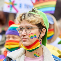 Rainbow Pride Face Paint, Rainbow Stripe Fan Brush - Parade/Celebration/Cosplay/Party/Halloween Makeup (2pk)