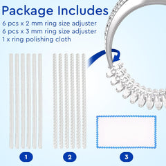 Ring Sizer Adjuster for Loose Rings - 12 Pack Size by 0.5-1.5