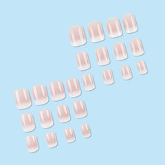 Short Square Press-on Nails—French Ombre Acrylic, Full-Cover Glossy (24-Piece with Glue)