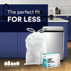 Simplehuman Code H Drawstring Trash Bags - 8-9 Gal, 200ct, Heavy-Duty & Tear-Resistant