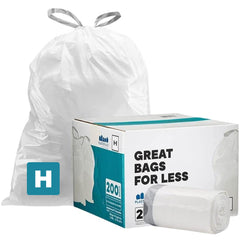 Simplehuman Code H Drawstring Trash Bags - 8-9 Gal, 200ct, Heavy-Duty & Tear-Resistant
